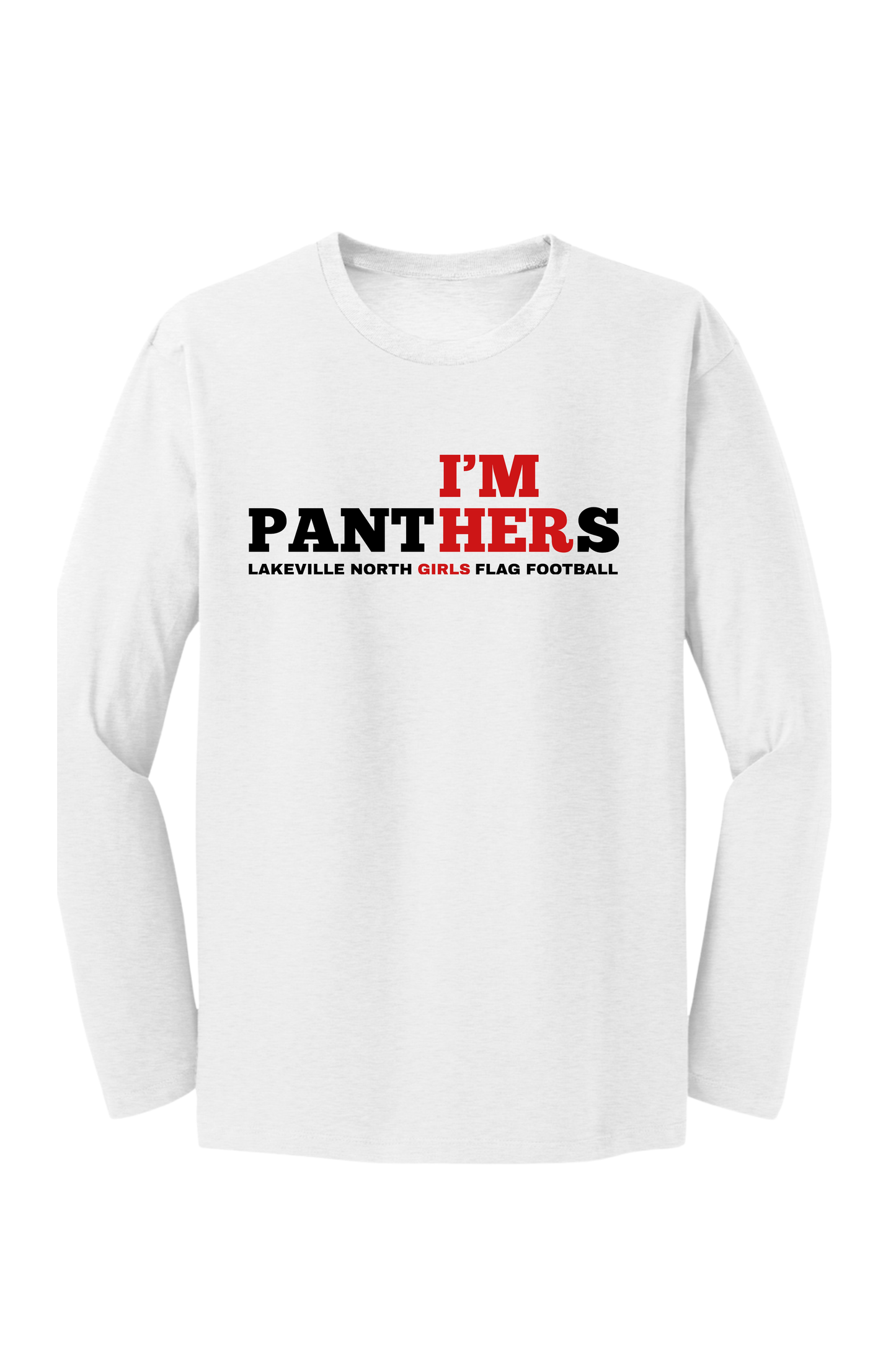 I’m HER Girls Flag Football long sleeve tees