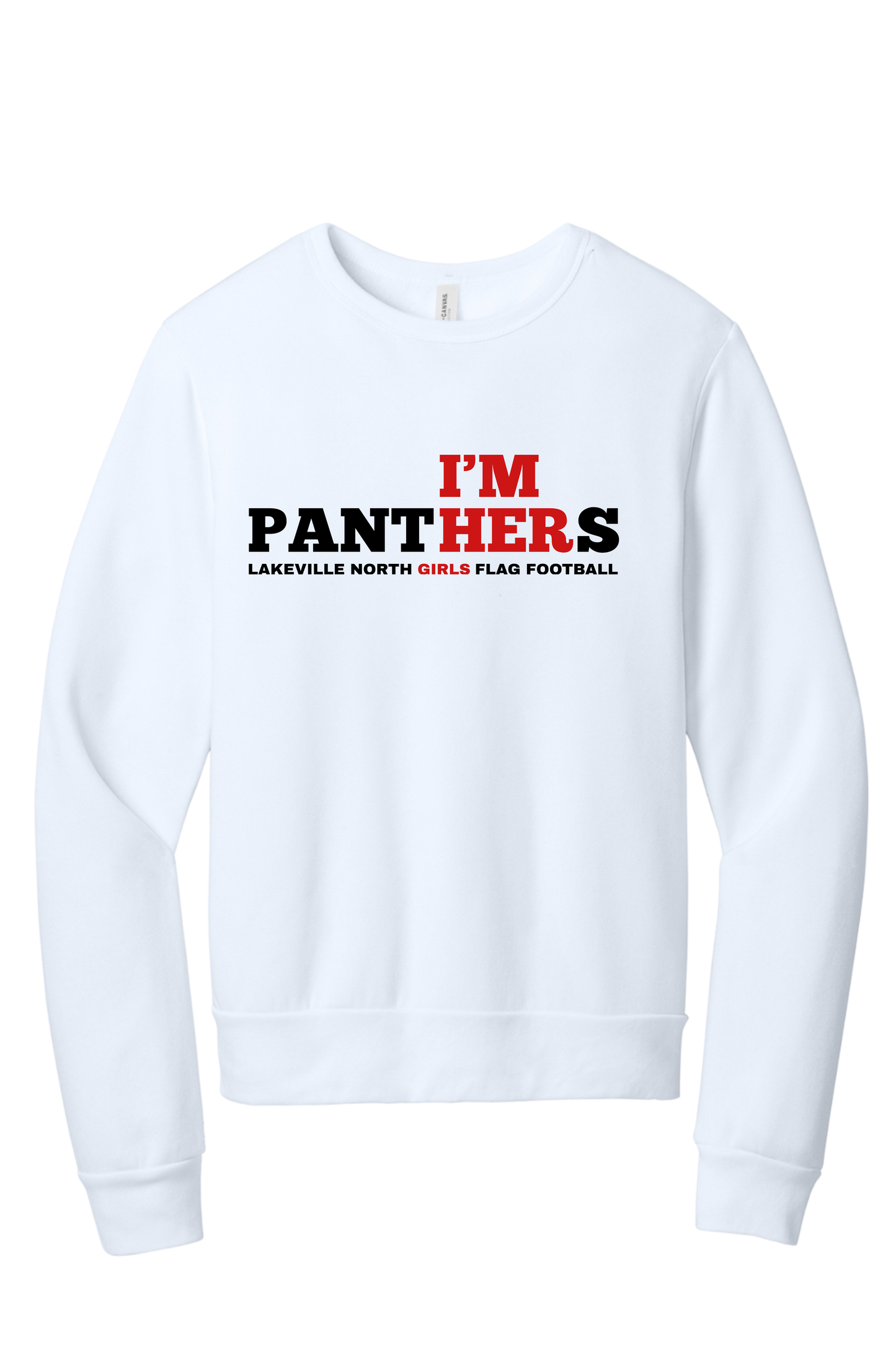 I'm HER Girls Flag Football crewneck sweatshirts