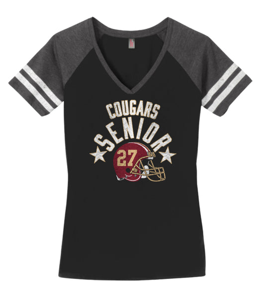 SENIOR FOOTBALL TEE - STRIPES WITH GLITTER