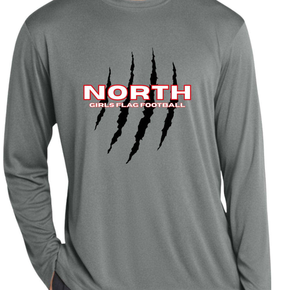 North Girls Flag Football Long Sleeve Performance Tee