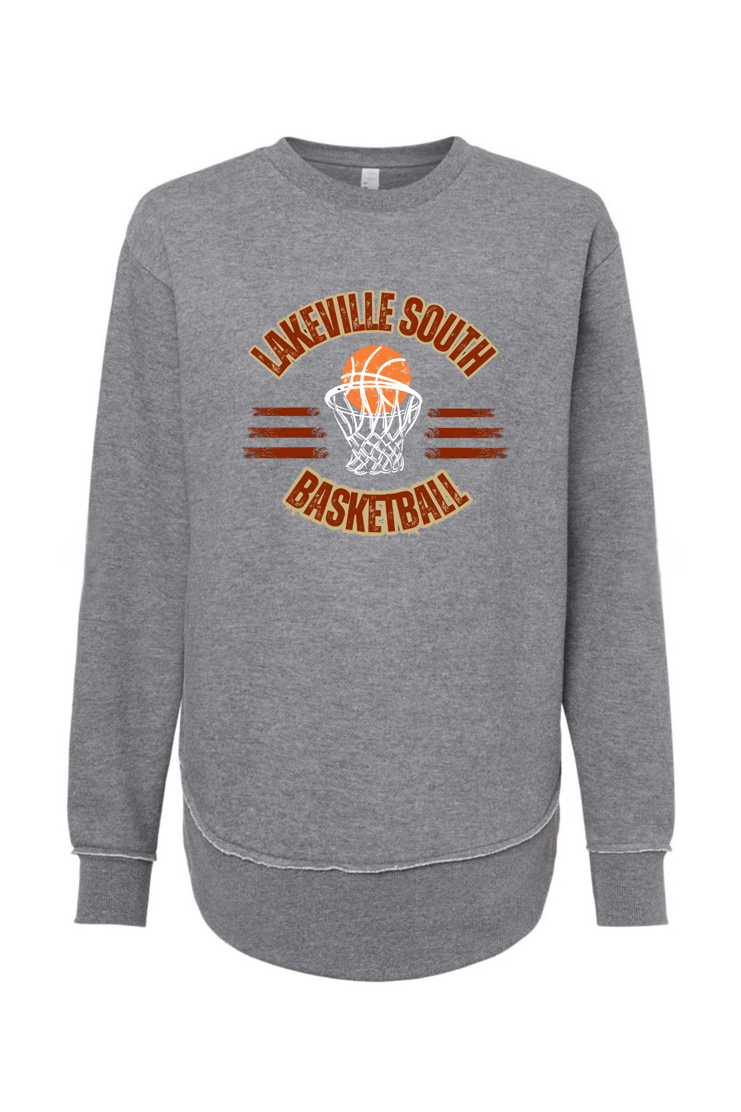 Lakeville South basketball women’s raw hem crewneck sweatshirt