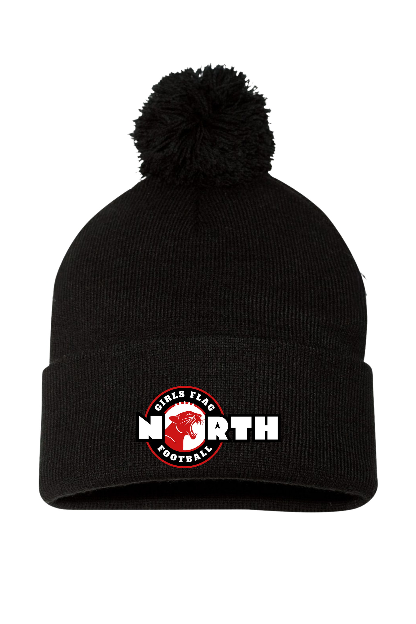 Lakeville North Girls Flag Football stocking hat with pom