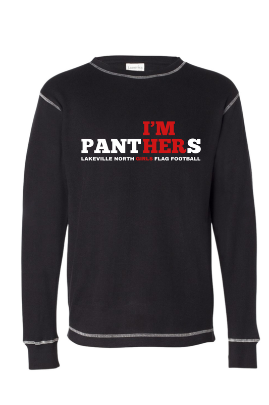 I'm HER Girls Flag Football long sleeve thermal tees