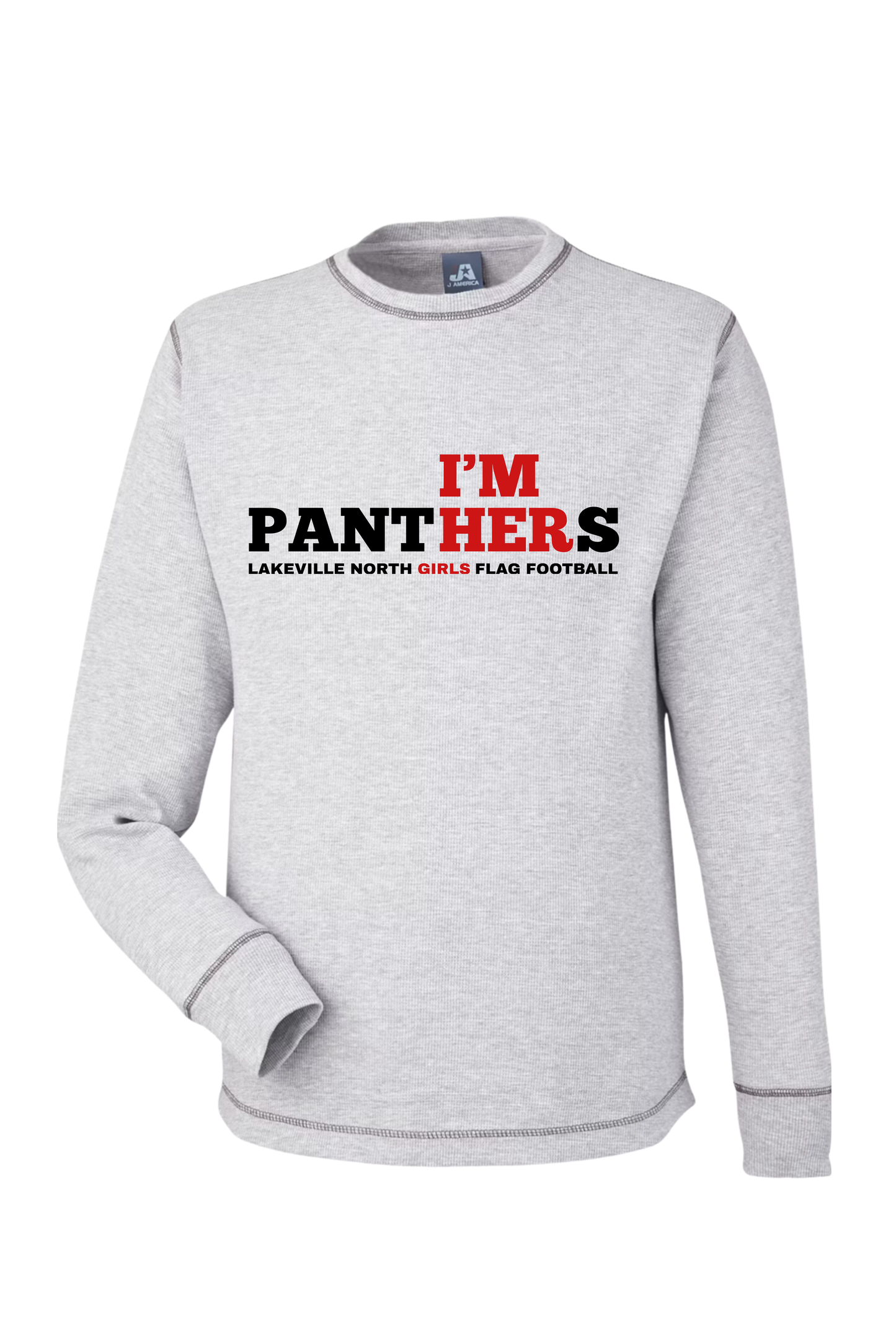 I'm HER Girls Flag Football long sleeve thermal tees